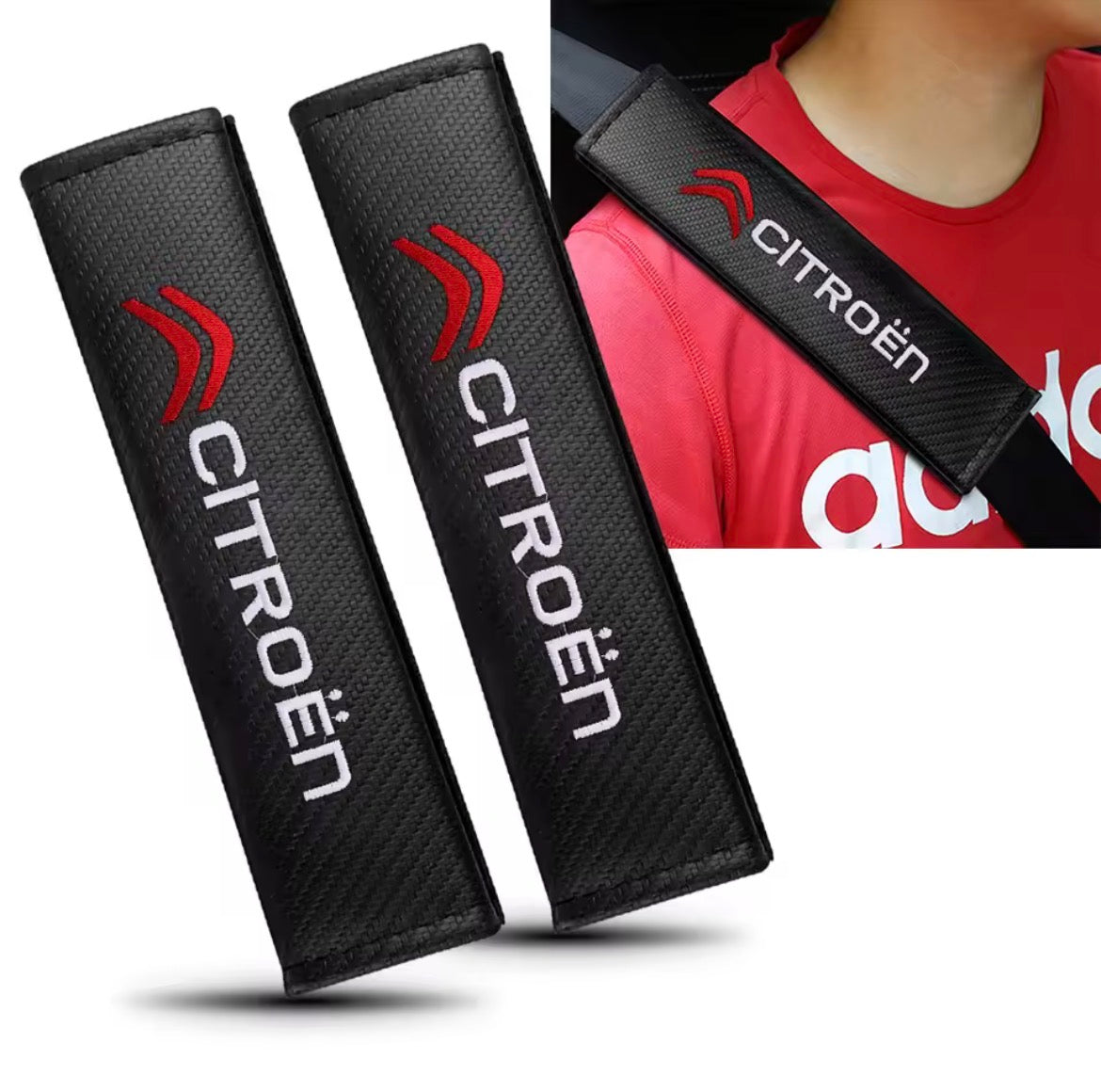 Citroen Carbon Fiber Seat Belt Shoulder Pads - Premium