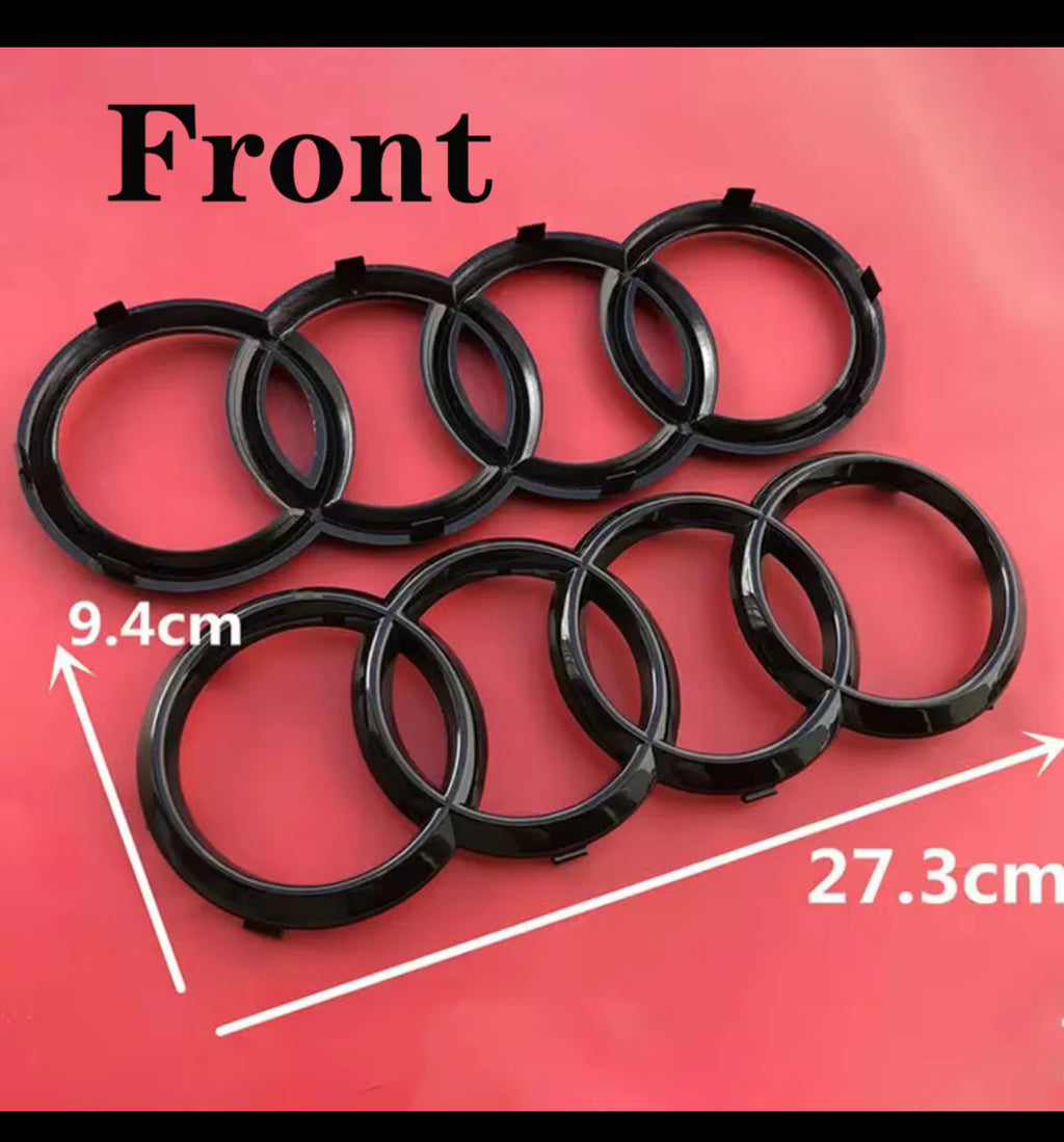 Audi Black Logo Front & Rear - Premium Emblem