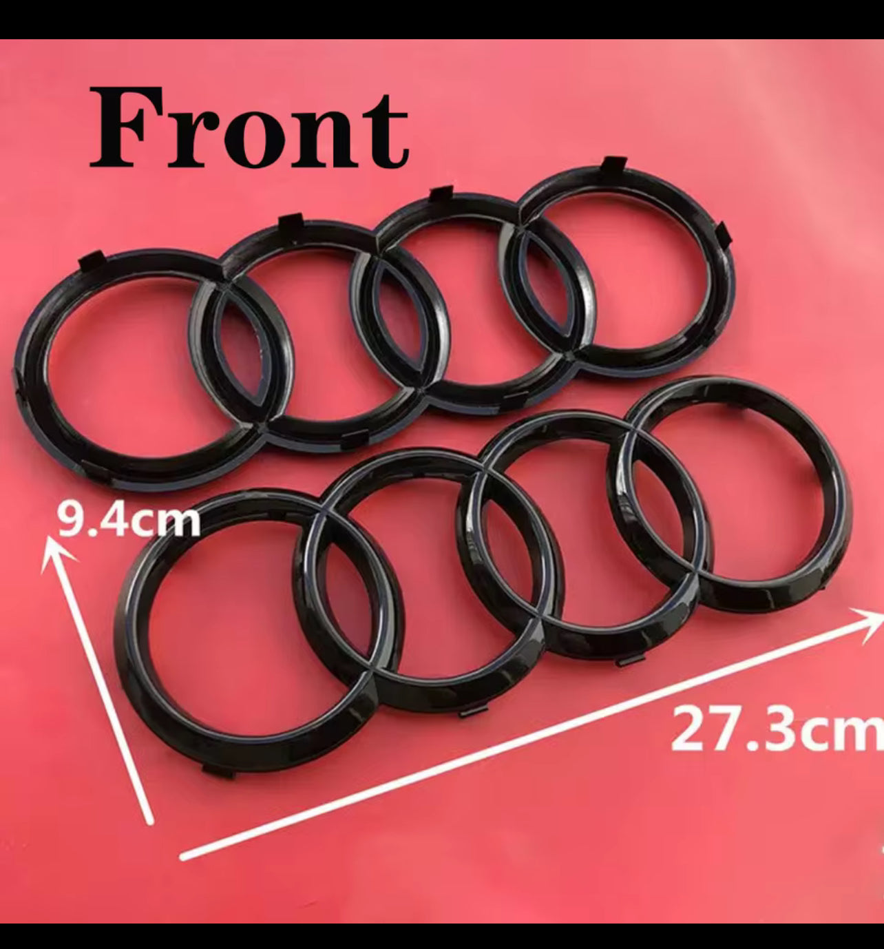 Audi Black Logo Front & Rear - Premium Emblem