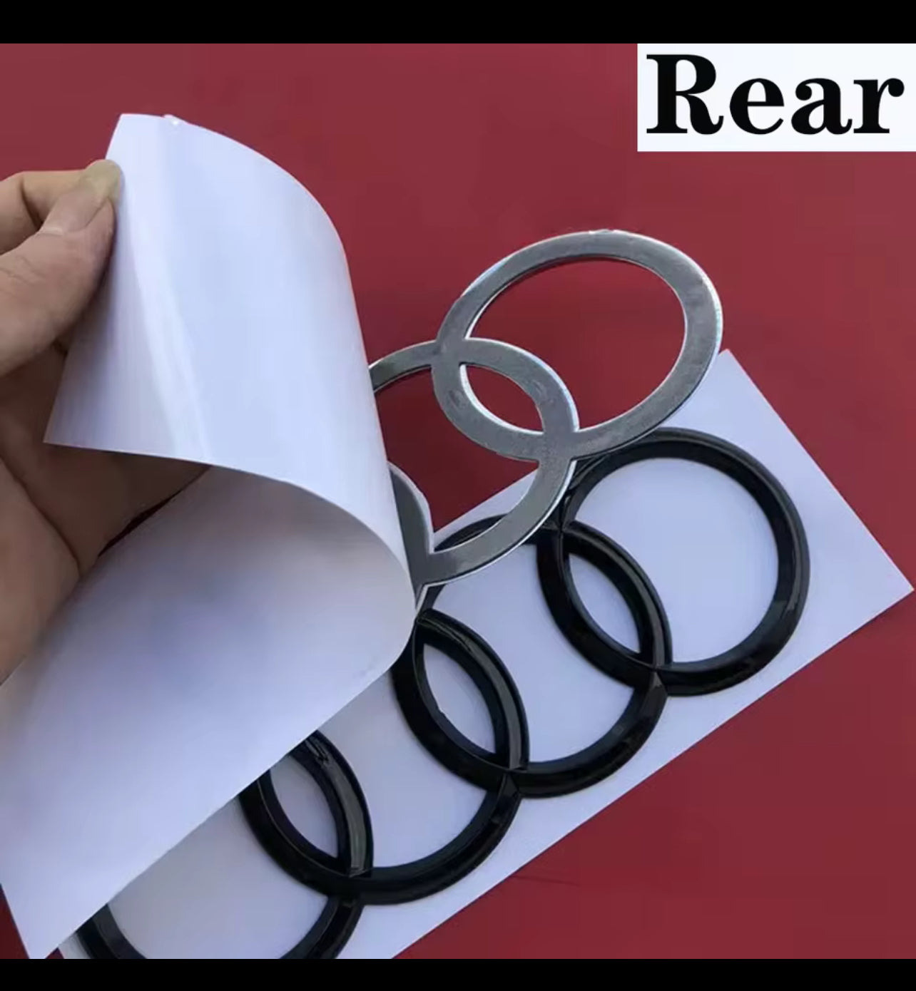 Audi Black Logo Front & Rear - Premium Emblem