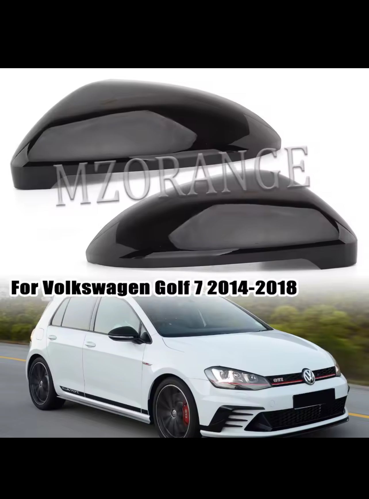 VW Golf 7 Mirror Cover Caps with Turn Signals - Black