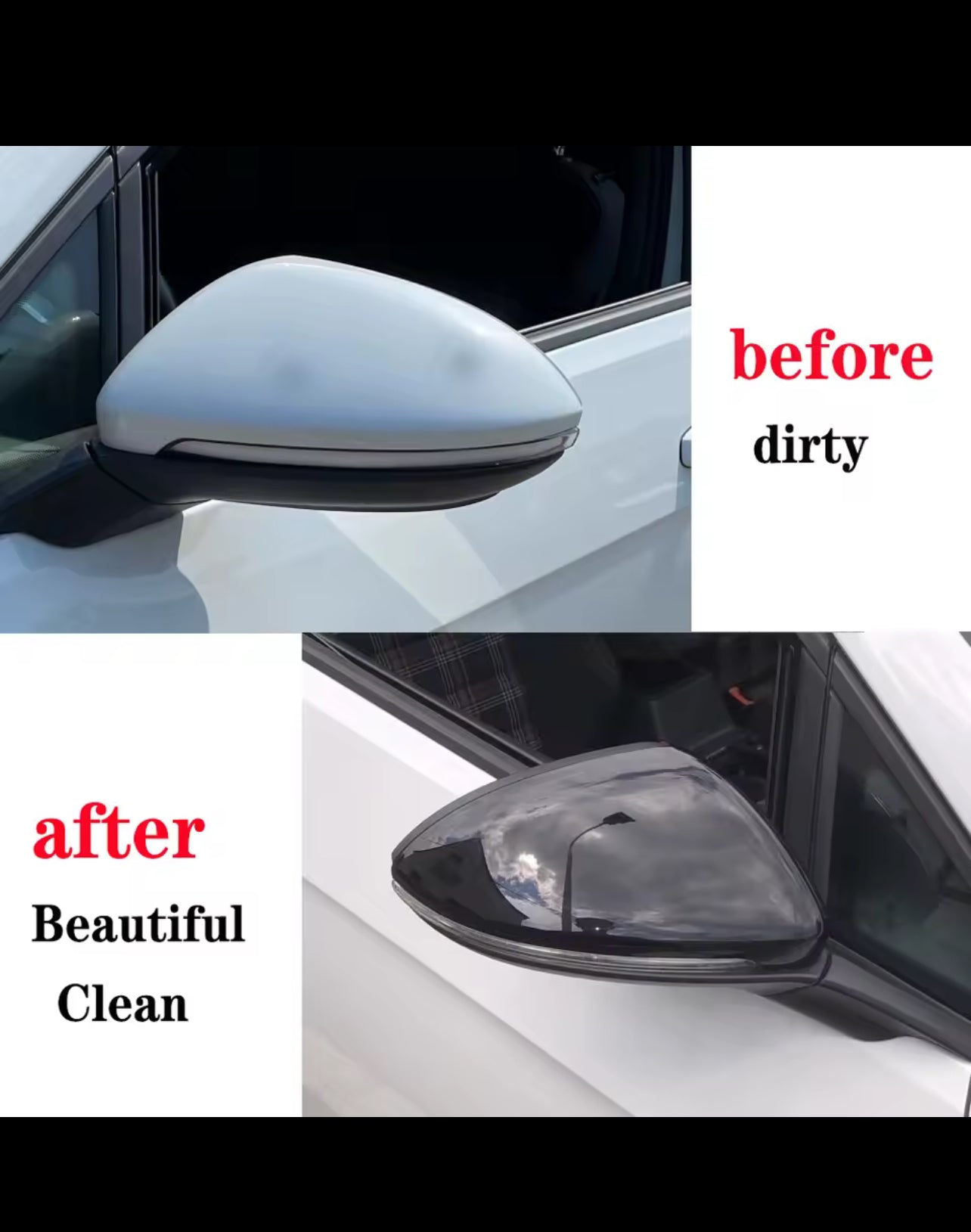 VW Golf 7 Mirror Cover Caps with Turn Signals - Black