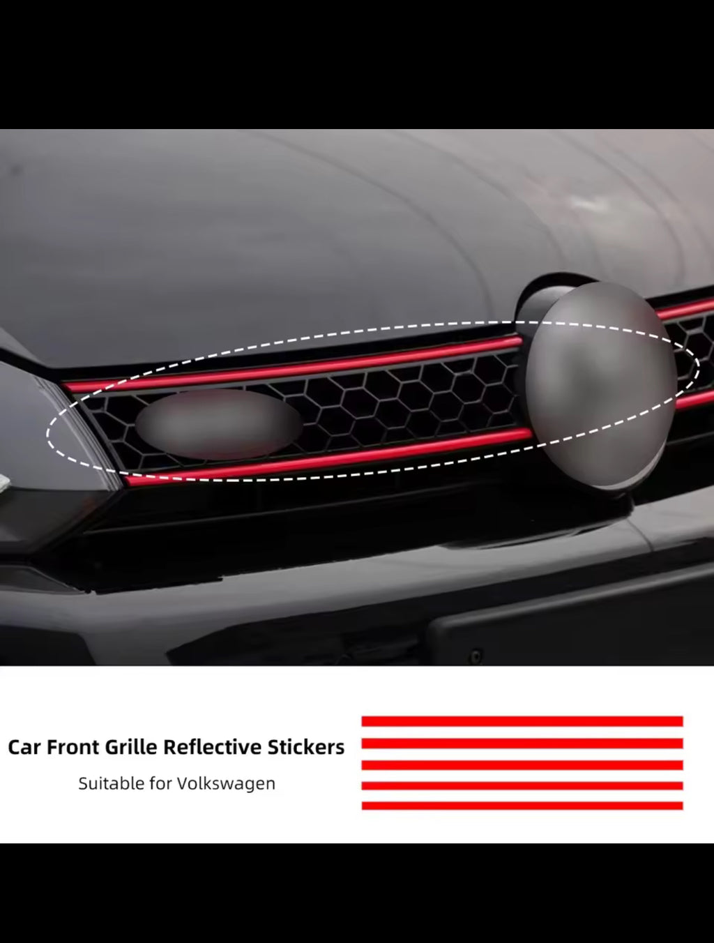 VW Golf Hood Grille Reflective Decal Strips - 6/7/Polo